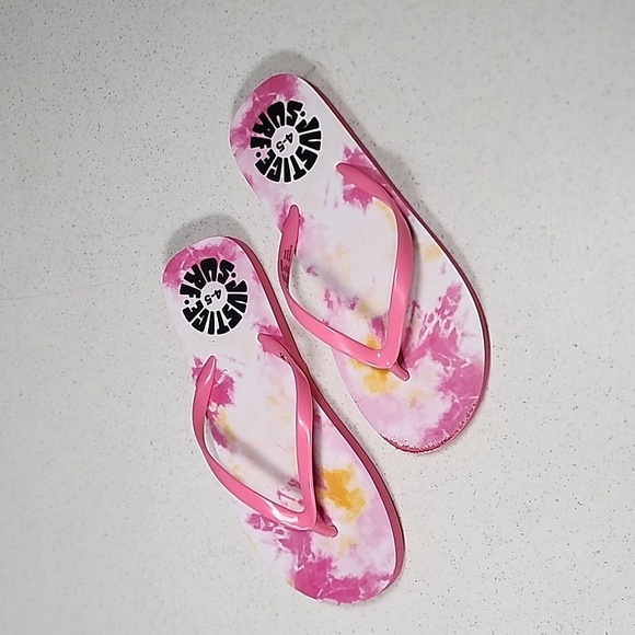 Justice Surf Sandals Flip Flops Size 4/5 - Picture 3 of 5